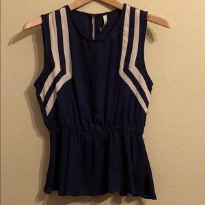 Navy peplum tank top